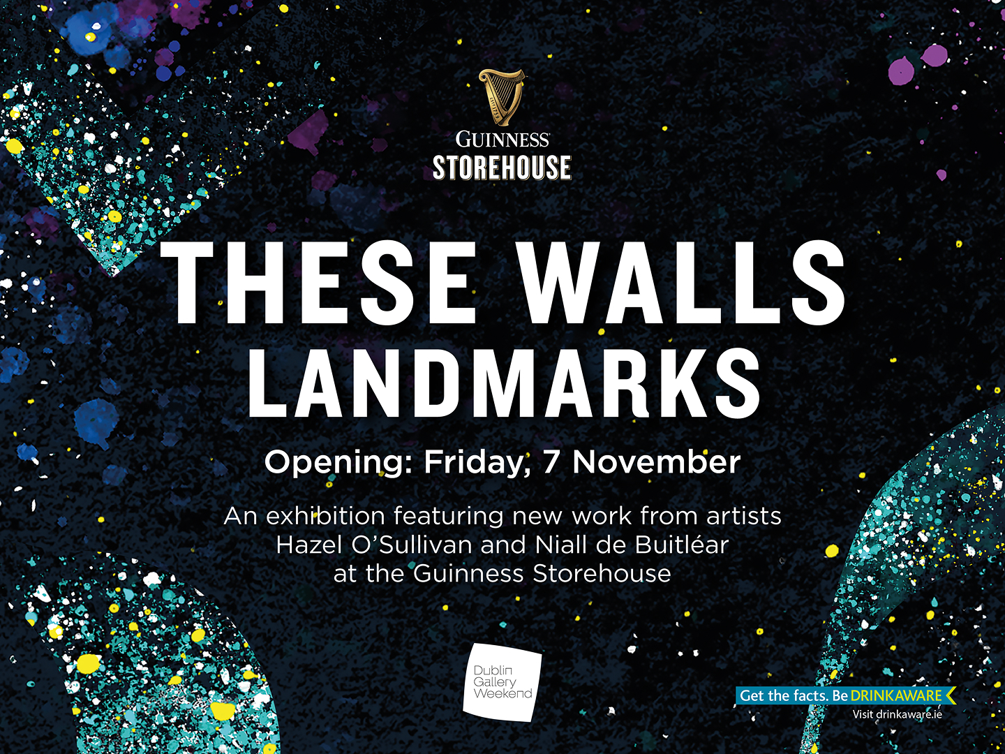 These walls landmark an exhibition featuring new work from artists Hazel and Niall at the Guinness Storehouse